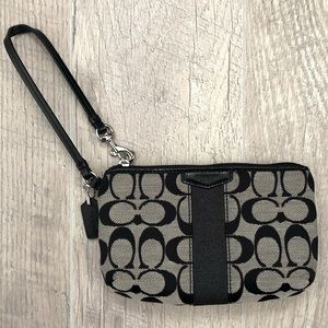 Coach signature jacquard wristlet